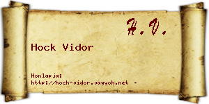 Hock Vidor névjegykártya